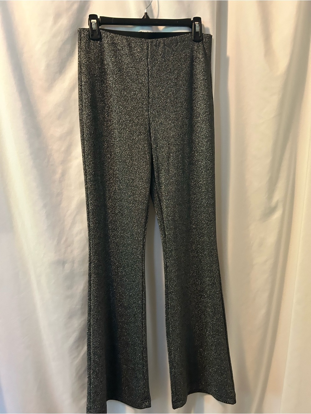 Metallic/ Glitter, Black / Gray Knit Flared Pants